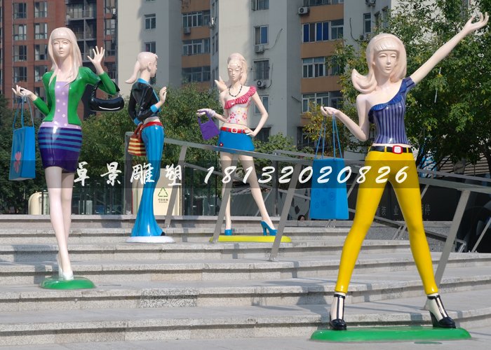 玻璃鋼步行街人物雕塑,動漫人物雕塑 (1)