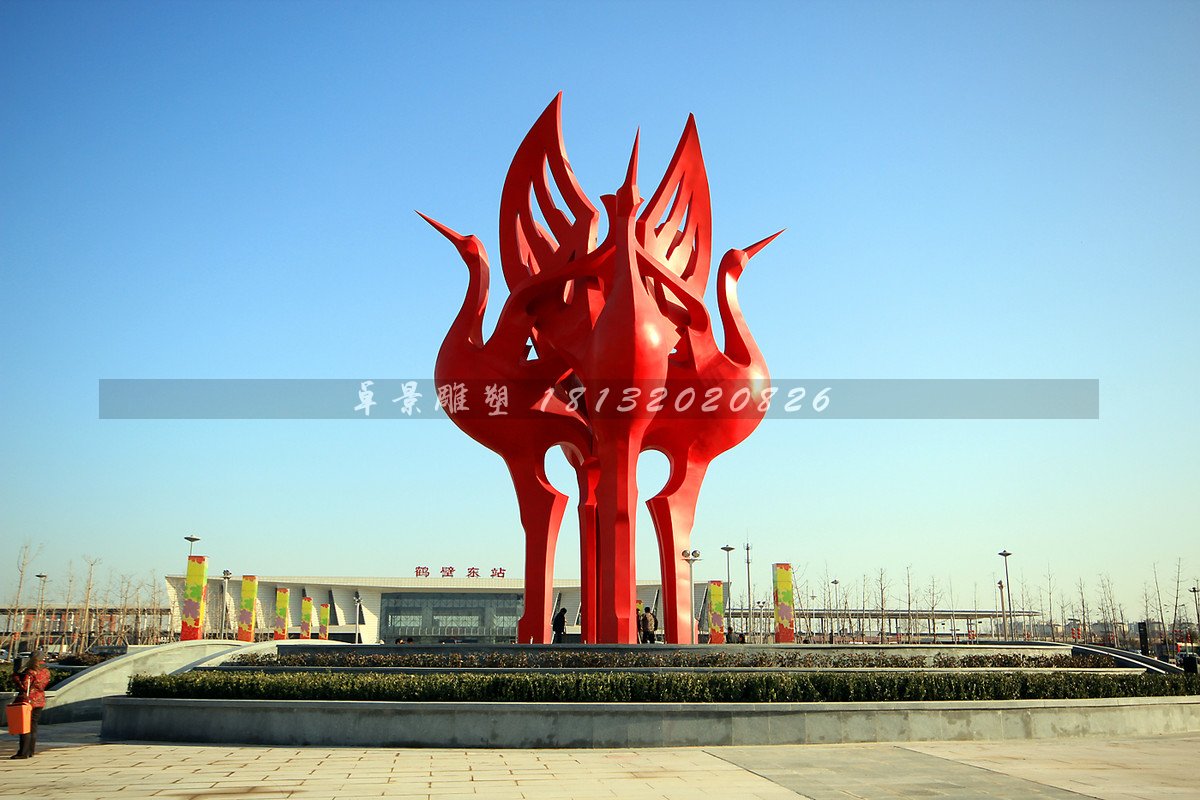 不銹鋼仙鶴雕塑,抽象仙鶴雕塑 (2)