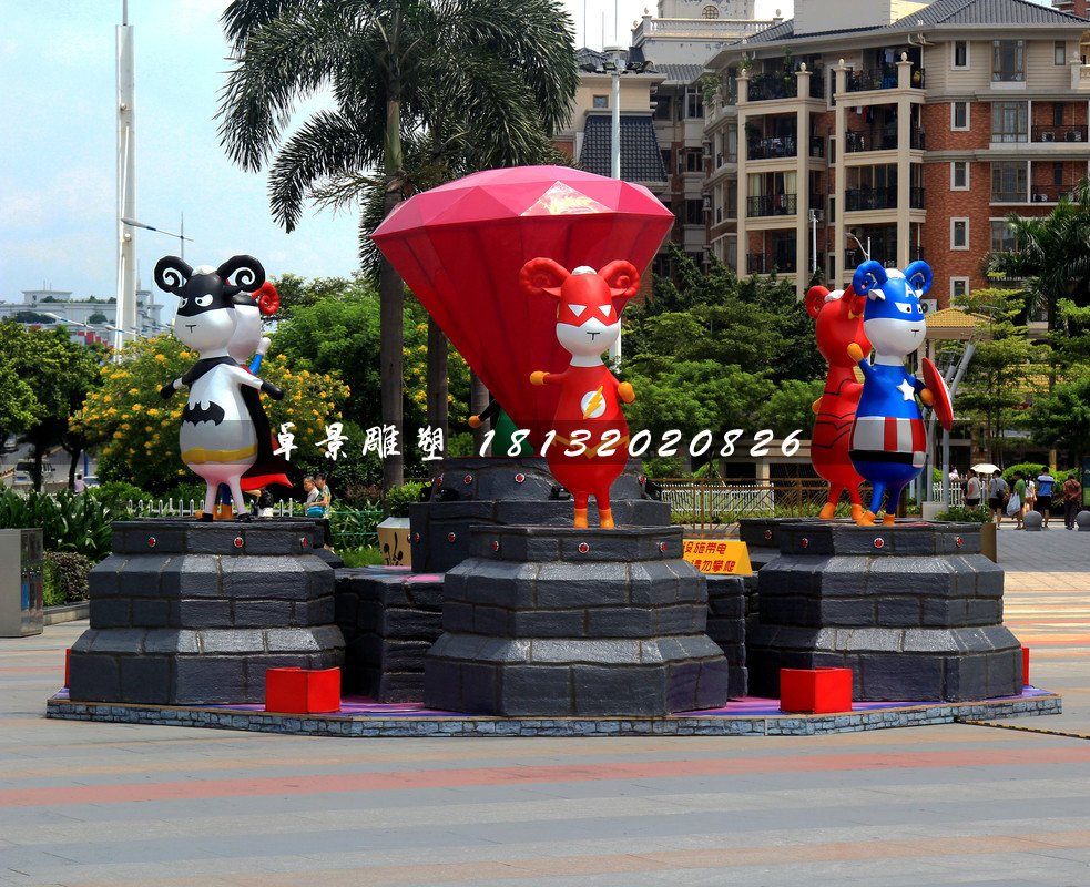 小區(qū)卡通雕塑,小區(qū)玻璃鋼人物雕塑 (1)