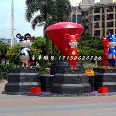 小區(qū)卡通雕塑，小區(qū)玻璃鋼人物雕塑