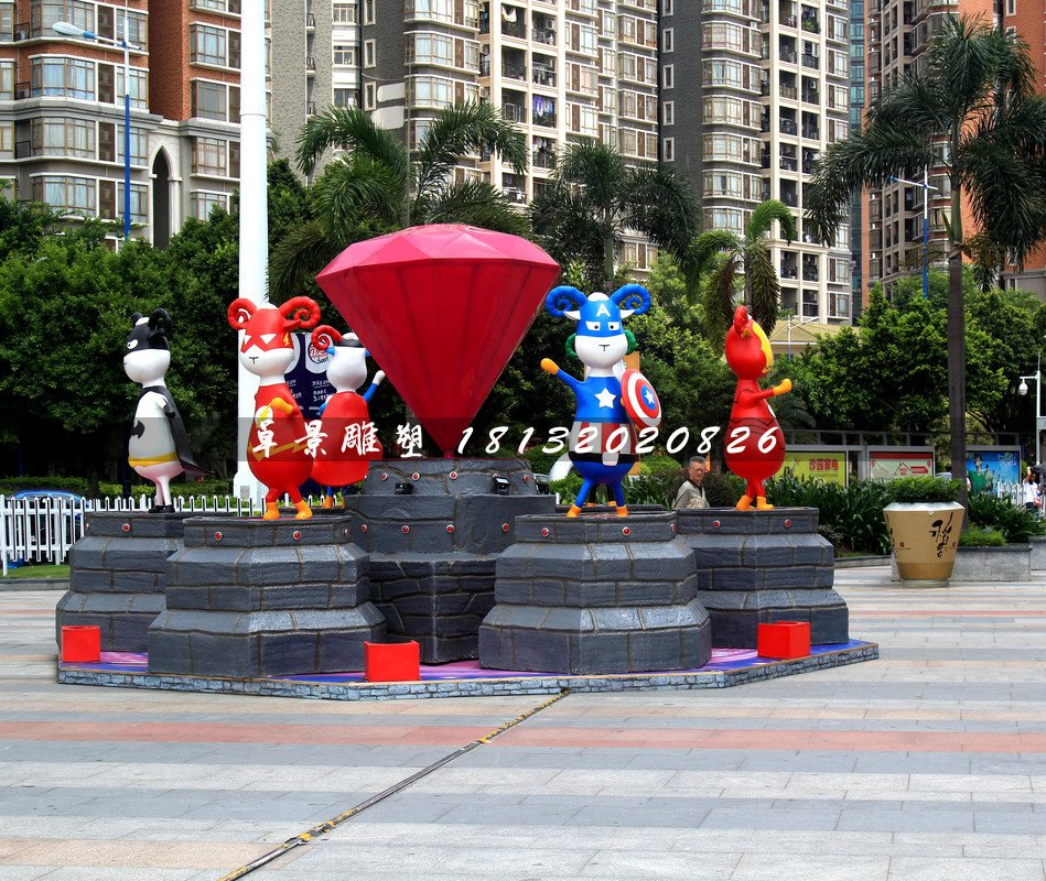 小區(qū)卡通雕塑,小區(qū)玻璃鋼人物雕塑 (2)
