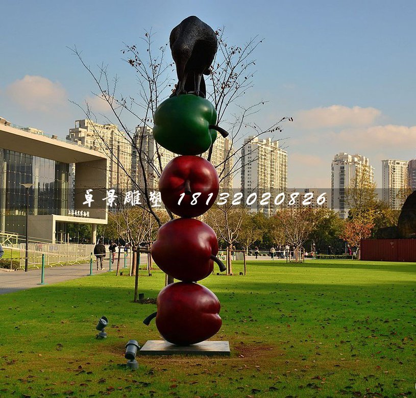 鑄銅蘋果雕塑,彩色蘋果雕塑