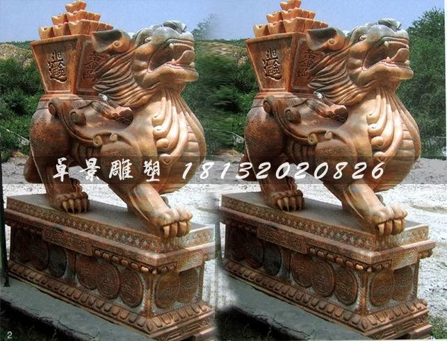 石雕麒麟雕塑,馱寶麒麟雕塑