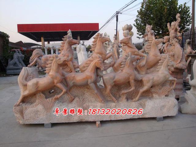 石雕奔馬,石頭奔馬雕塑,石雕飛馬雕塑