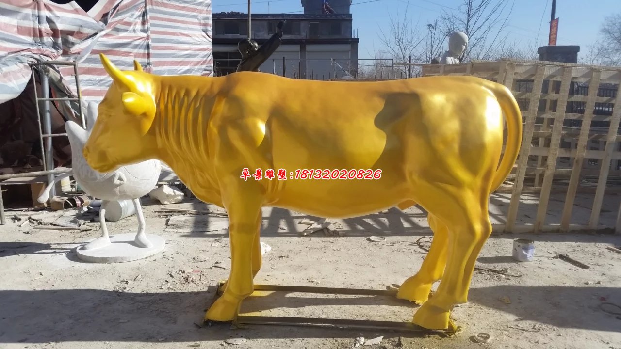 玻璃鋼仿銅牛,玻璃鋼金牛雕塑