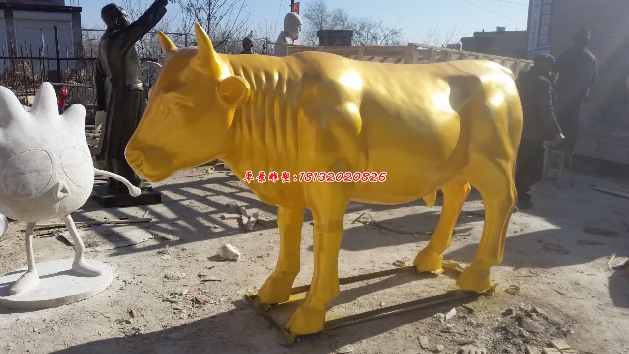 玻璃鋼仿銅牛,玻璃鋼金牛雕塑