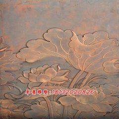 鍛銅荷花浮雕，鍛銅荷葉雕塑