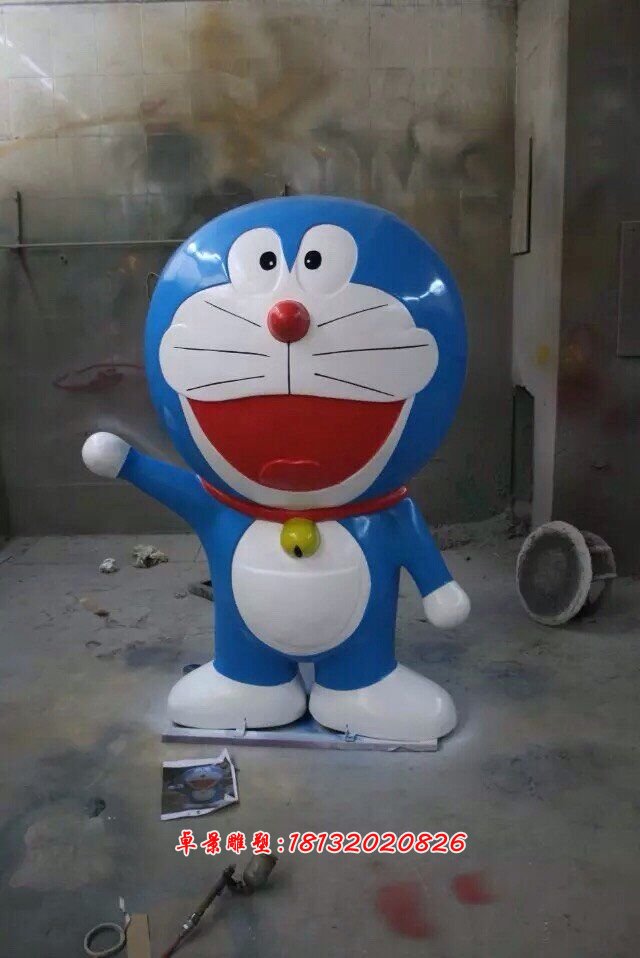 揮手哆啦夢雕塑,玻璃鋼哆啦a夢雕塑