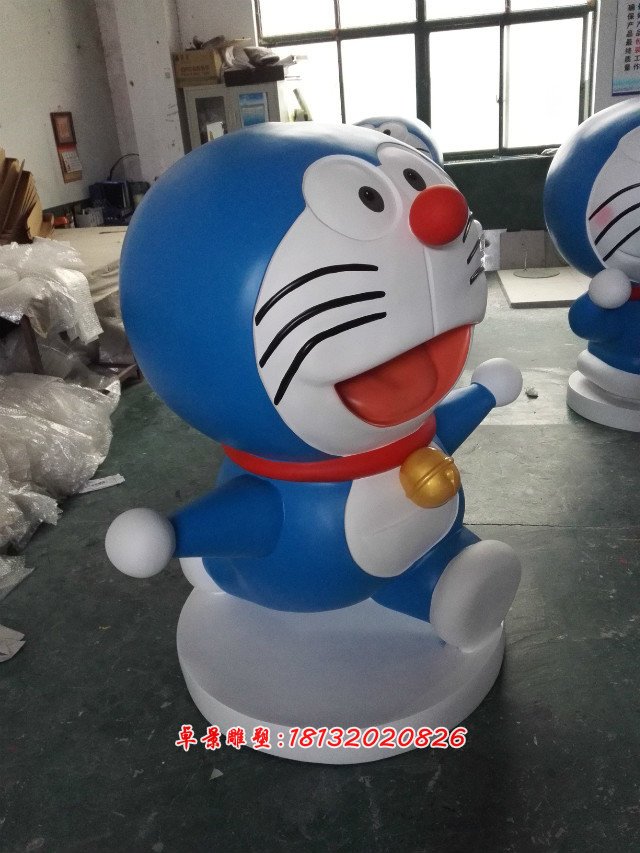 機器貓彩繪雕塑,玻璃鋼卡通機器貓現貨雕塑