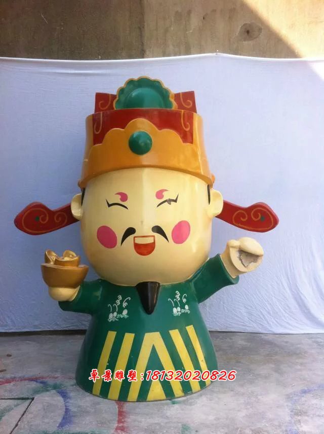 玻璃鋼財神雕塑,玻璃鋼卡通財神雕塑