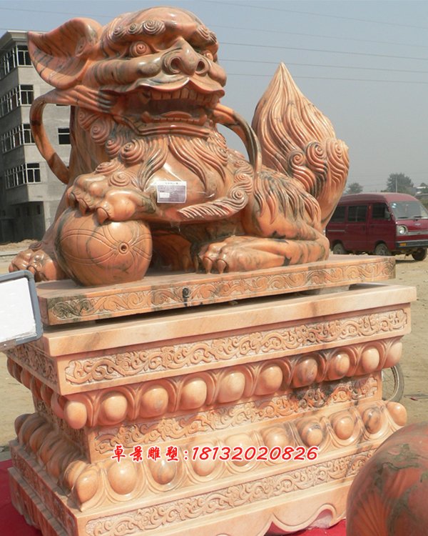 石頭看門獅子,卡通石雕獅子