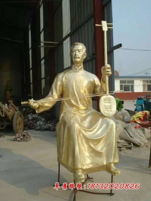 拉二胡銅雕,人物銅雕,廣場人物銅雕