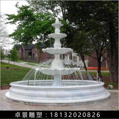噴泉石雕，漢白玉噴泉，三層石噴泉