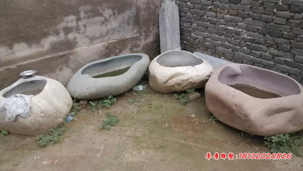大理石花盆,石水盆 (3)