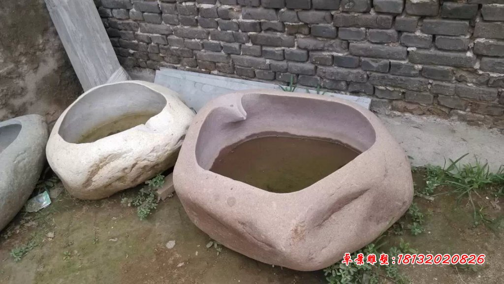 大理石花盆,石水盆 (4)