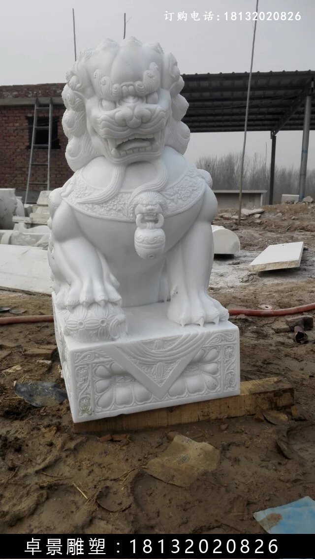 漢白玉獅子雕塑,北京獅漢白玉雕塑 (1)
