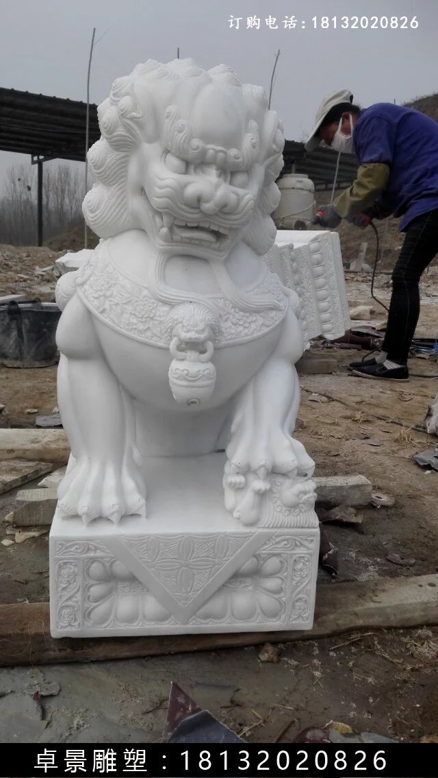 漢白玉獅子雕塑,北京獅漢白玉雕塑 (2)
