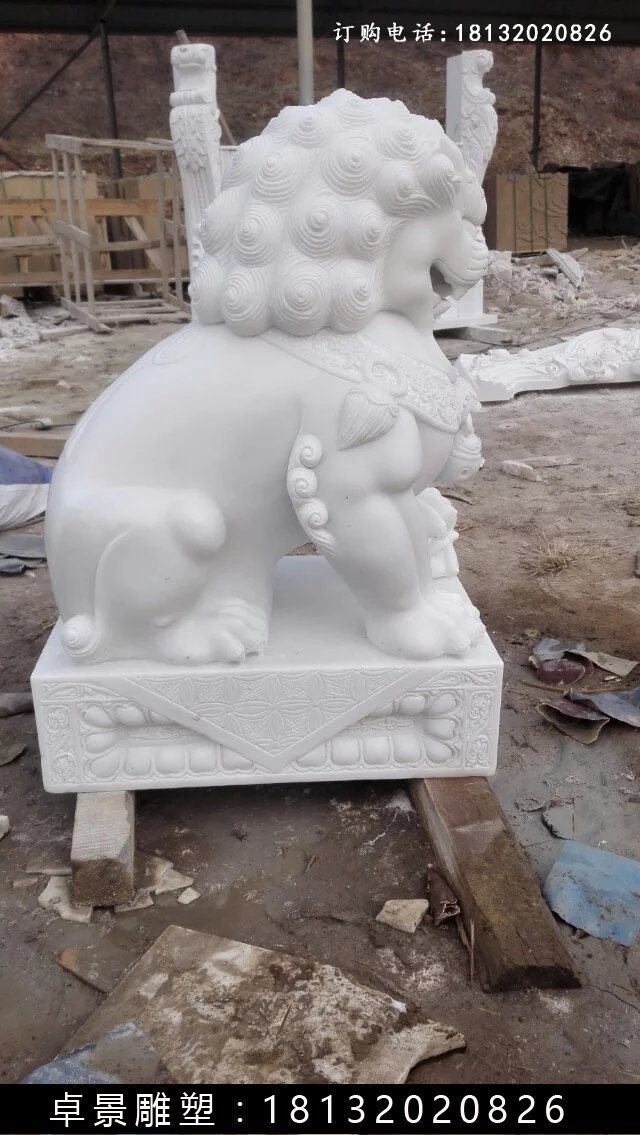 漢白玉獅子雕塑,北京獅漢白玉雕塑 (3)