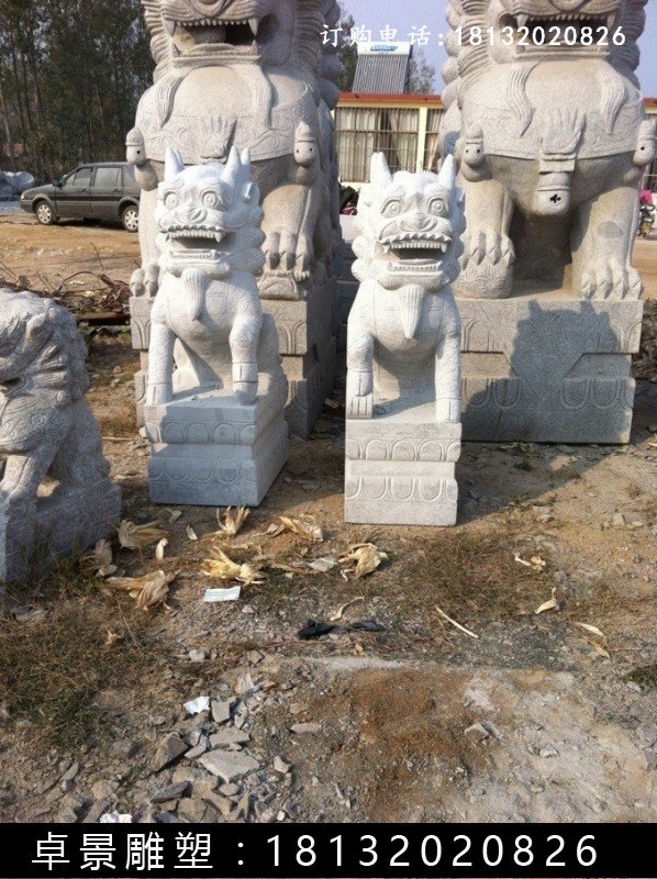 麒麟石雕,漢白玉麒麟雕塑 (2)