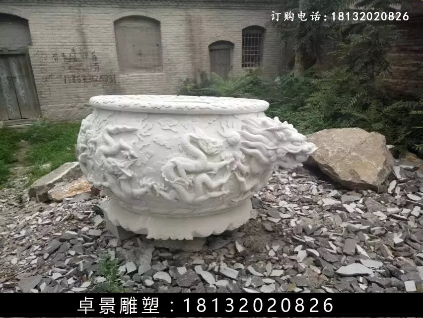 石水缸,漢白玉水缸雕塑 (1)