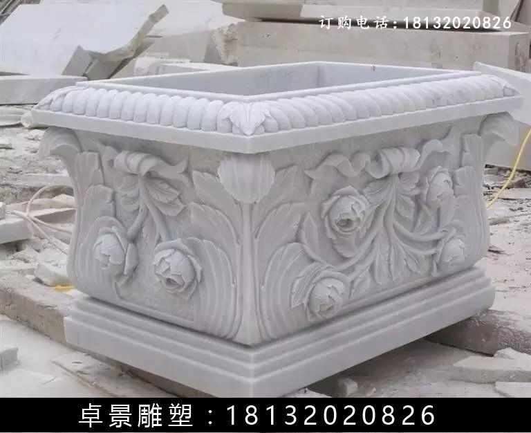 石水缸,漢白玉水缸雕塑 (3)