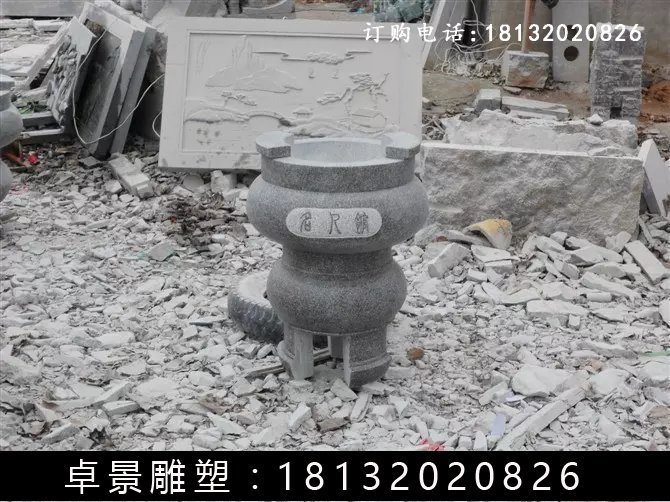 石圓鼎,石香爐雕塑 (1)