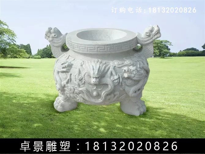 石圓鼎,石香爐雕塑 (6)