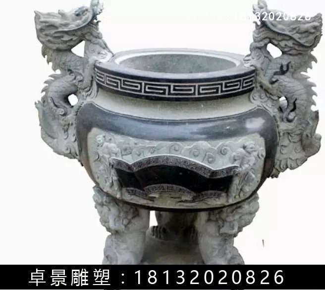 石圓鼎,石香爐雕塑 (7)
