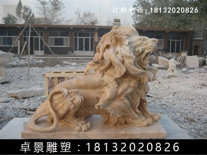 西洋獅石雕,晚霞紅西洋獅雕塑 (1)