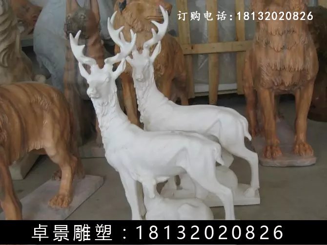 小鹿石雕,漢白玉小鹿雕塑