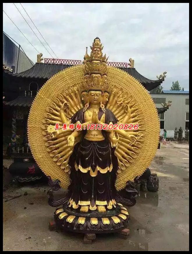 千手觀音銅雕,彩繪千手觀音銅雕