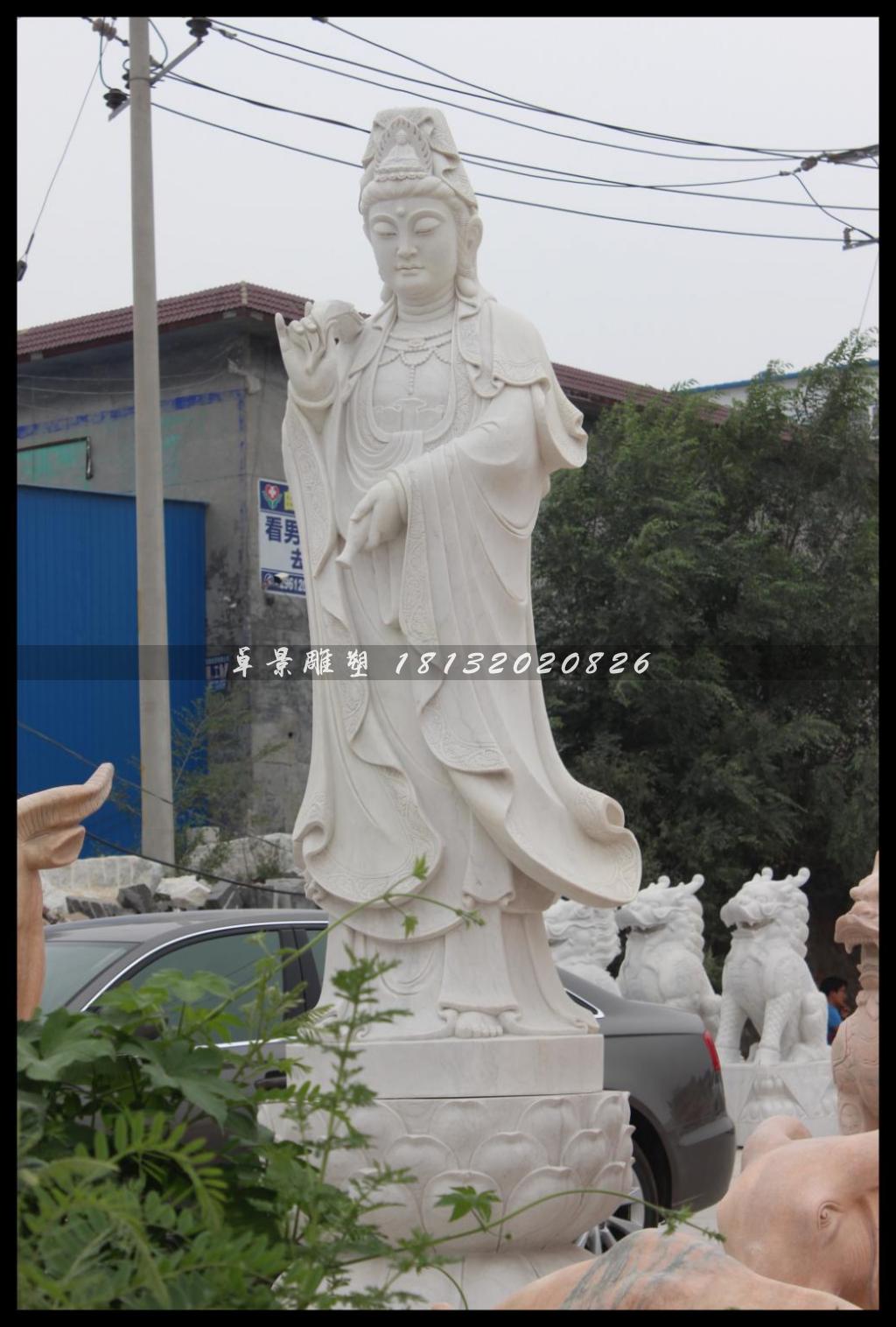 觀音菩薩石雕,漢白玉觀音菩薩雕塑