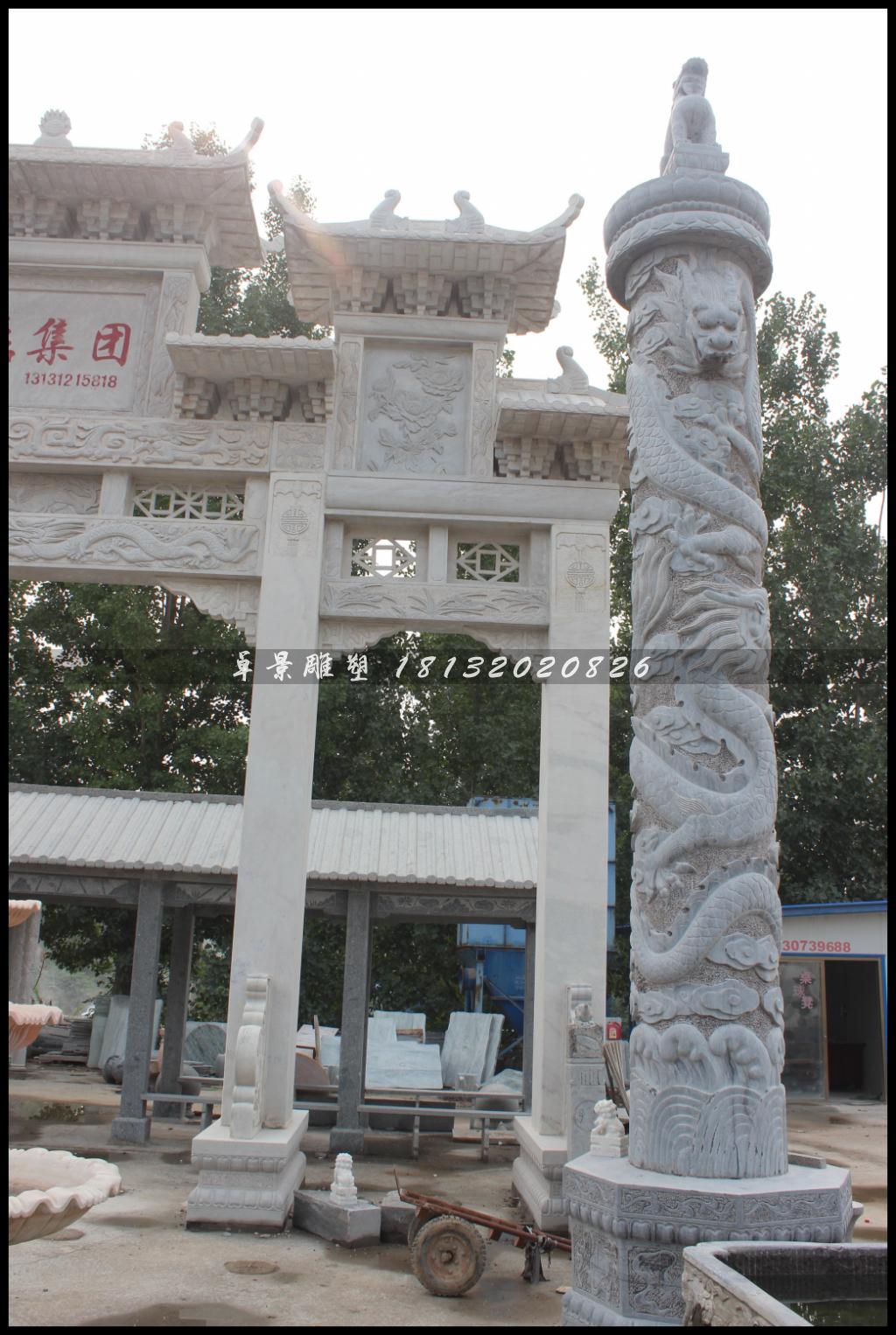 龍柱,漢白玉龍柱,盤龍柱 (2)