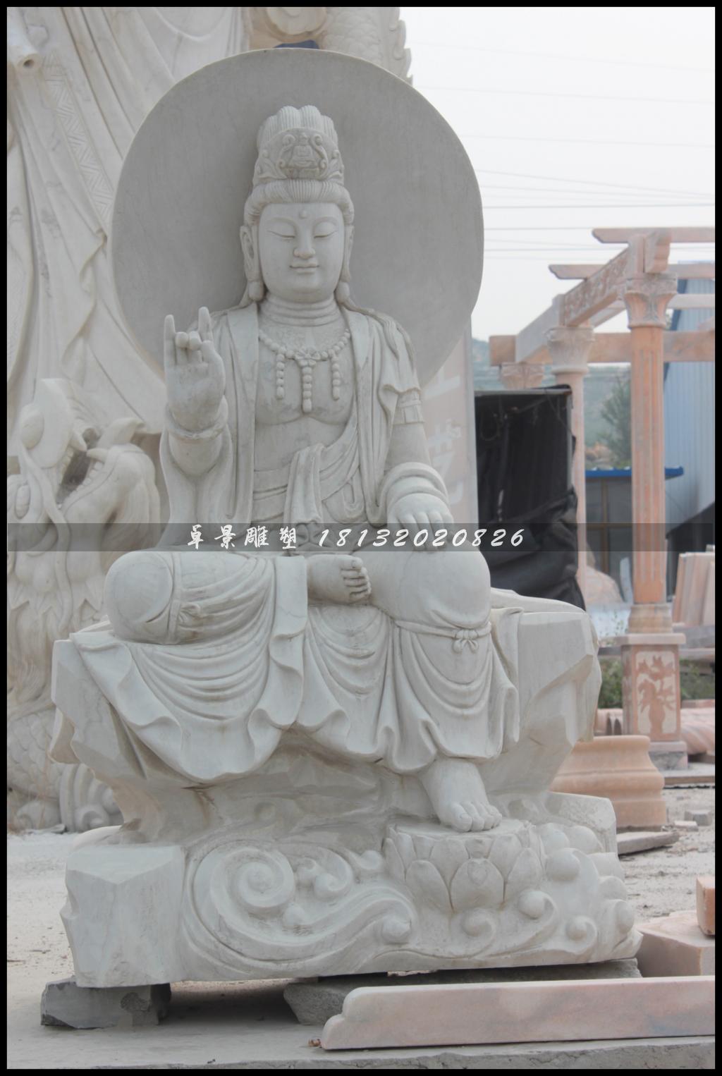 坐式觀音菩薩雕塑,漢白玉坐式觀音菩薩雕塑 (1)