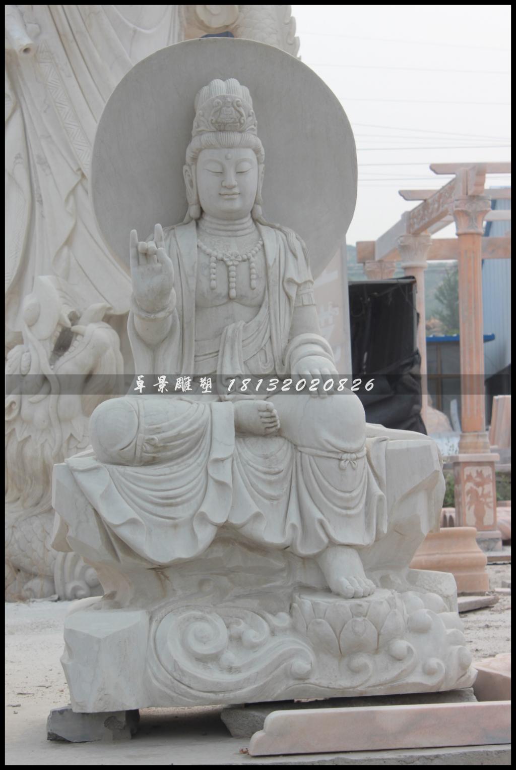 坐式觀音菩薩雕塑,漢白玉坐式觀音菩薩雕塑 (2)