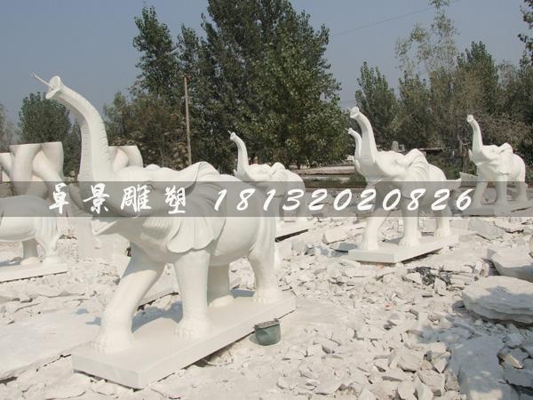 漢白玉石雕大象,鼻子向上大象雕塑2