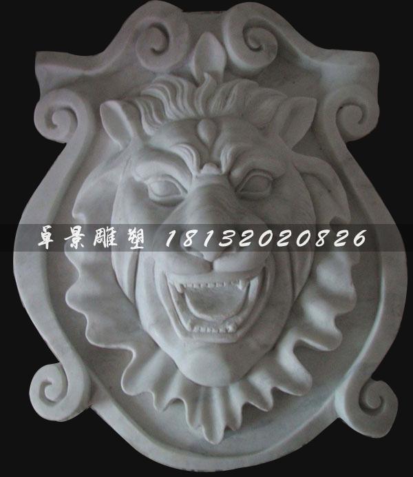 漢白玉獅子頭雕塑,獅子頭石雕 (2)