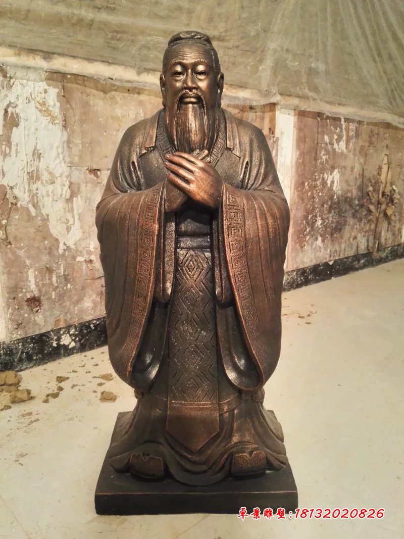 孔子銅雕,鑄銅孔子雕塑,校園名人銅雕