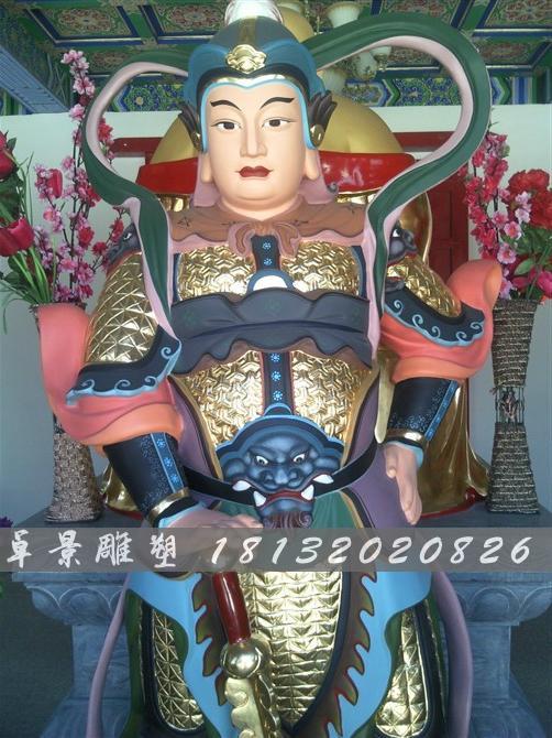 玻璃鋼韋佗護法雕塑,玻璃鋼彩繪韋佗雕塑