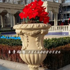 石頭花盆雕塑,小型石雕花盆