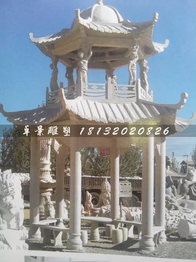 兩層亭子,六角石亭,石雕亭子