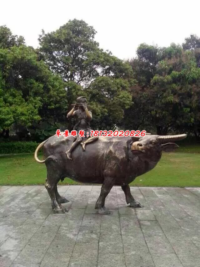 牧童騎牛銅雕,公園小品銅雕