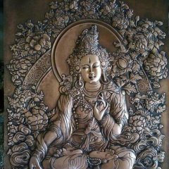 菩薩銅浮雕，鑄銅菩薩雕塑