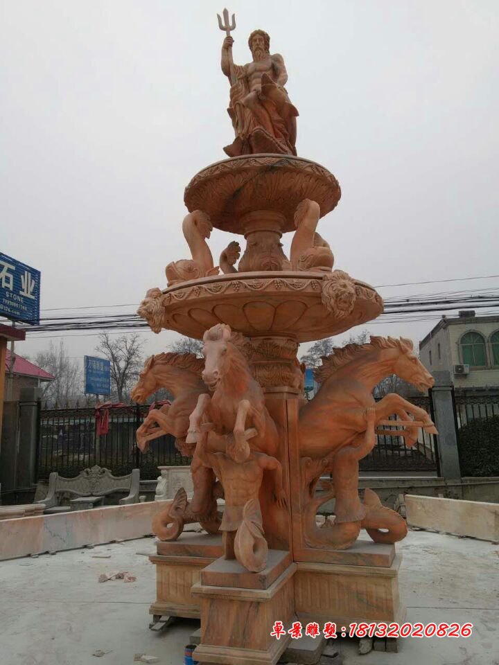 噴泉石雕,晚霞紅歐式噴泉石雕