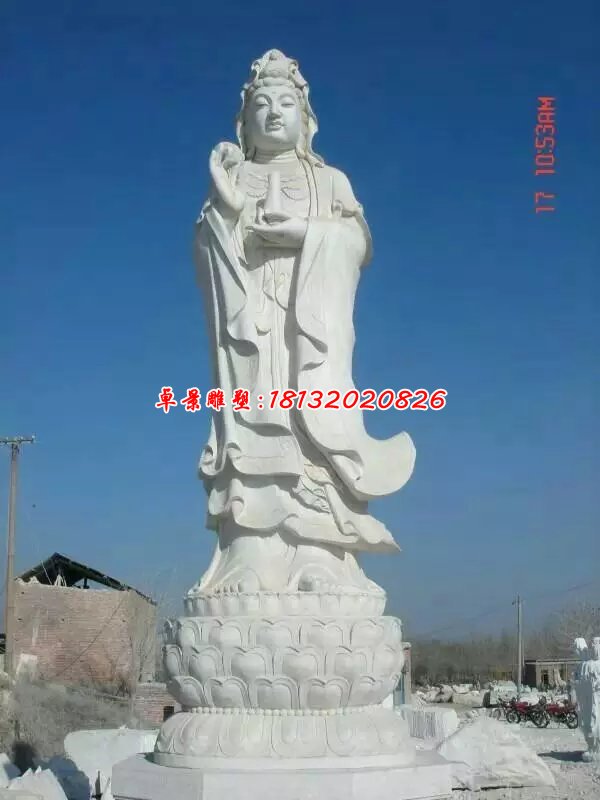 觀音菩薩石雕,漢白玉觀音菩薩雕塑,立式觀音菩薩雕塑 (1)