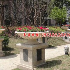 石雕花盆,公園景觀雕塑