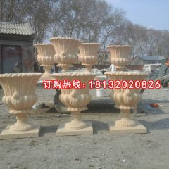 石雕花缽,砂巖花盆雕塑