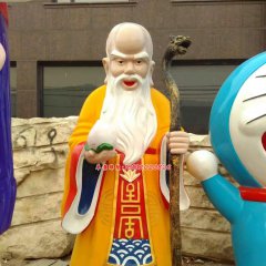 玻璃鋼壽星公雕塑,仿真壽星公雕塑