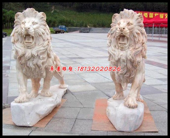 西洋獅石雕,晚霞紅匯豐獅石雕
