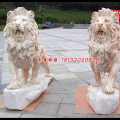西洋獅石雕,晚霞紅匯豐獅石雕